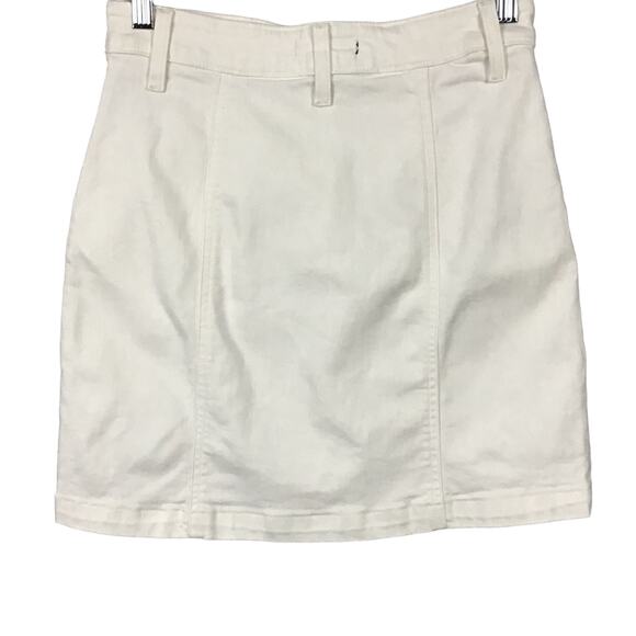 J. Crew White Button Front Denim Fitted Tailored Mini Skirt sz 2 - Picture 3 of 5